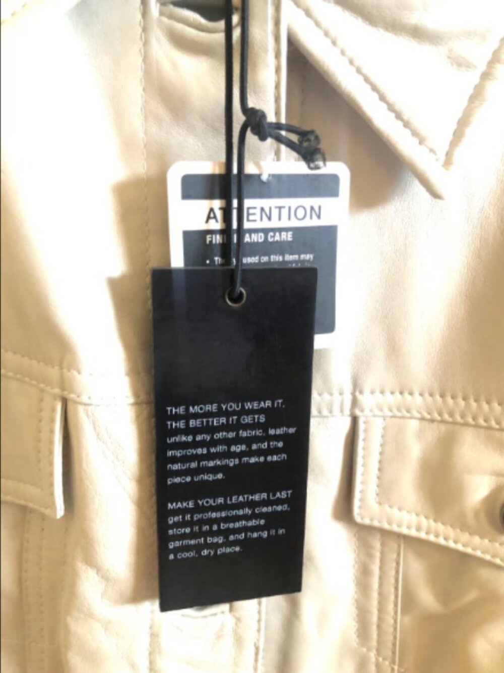 Vintage Y2K Gap Cream Leather Jacket - Picture 6 of 7